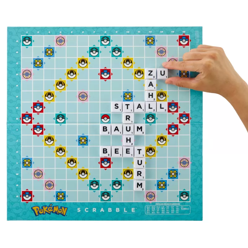 Games Scrabble Pokémon stalo žaidimas, klasikinis šeimos žodžių žaidimas dviem žaidimo būdais 2–4 žaidėjams, vokiška versija