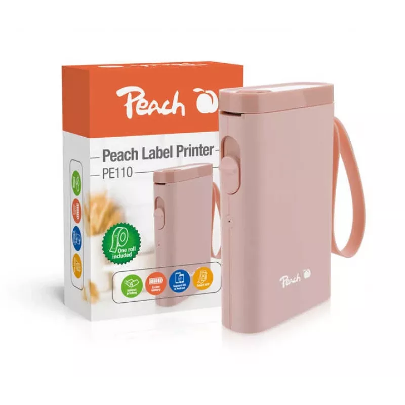 Peach PE110 etikečių spausdintuvas, tiesioginė terminė technologija, 203 x 203 DPI, 60 mm/sek., belaidis Bluetooth ryšys