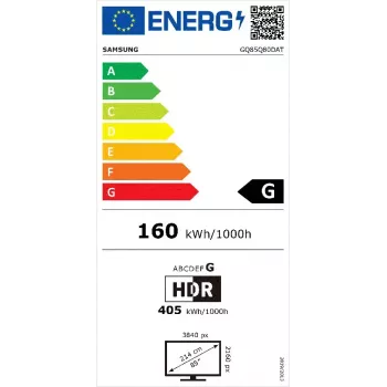 Samsung Q80D GQ85Q80DATXZG TV 2.16 m (85 coliai) 4K Ultra HD išmanusis televizorius su Wi-Fi, sidabrinis
