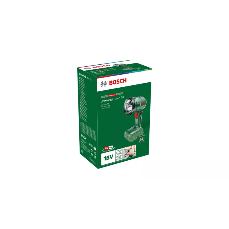 Bosch UniversalLamp 18 Juoda, Green LED