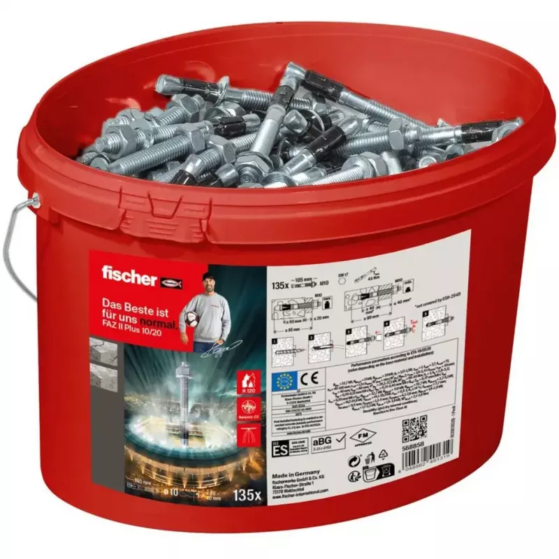 FISCHER inkarinis varžtas FAZ II Plus 10/20 cinkuotas – pakuotėje 135 vnt.
