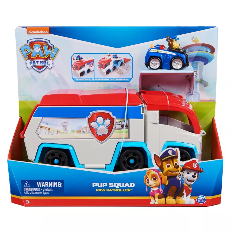 Žaislinis transporto priemonių rinkinys Spin Master PAW Patrol Pup Squad Patroller Team Vehicle su kolekcionuojamu Chase automobiliu, amžius 3+, plastikas, įvairiaspalvis
