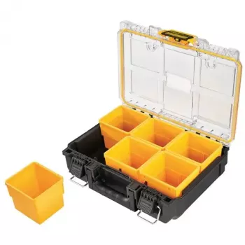 Įrankių laikymo dėžė DeWALT ToughSystem 2.0 juoda permatoma geltona 6 kišenės