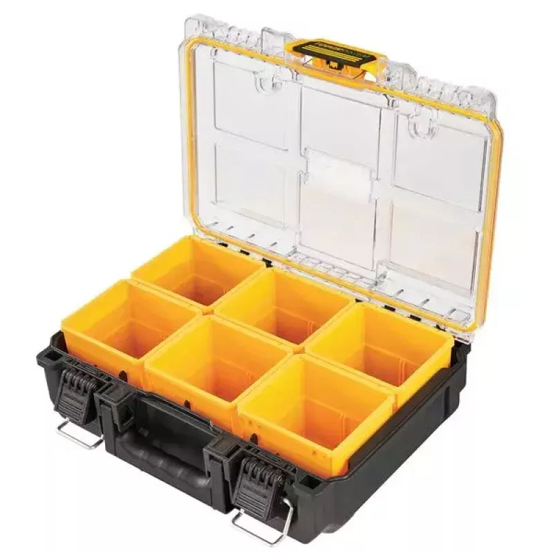 Įrankių laikymo dėžė DeWALT ToughSystem 2.0 juoda permatoma geltona 6 kišenės