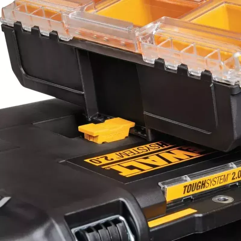 Įrankių laikymo dėžė DeWALT ToughSystem 2.0 juoda permatoma geltona 6 kišenės