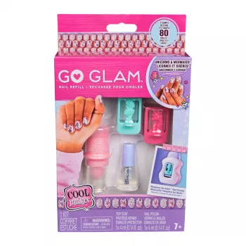 Cool Maker, GO GLAM nagų rinkinio papildymas, vienaragio ir undinėlės dizainai, stilizuokite 80 nagų (pakuotė gali skirtis), menų ir amatų žaislai vaikams nuo 7 metų