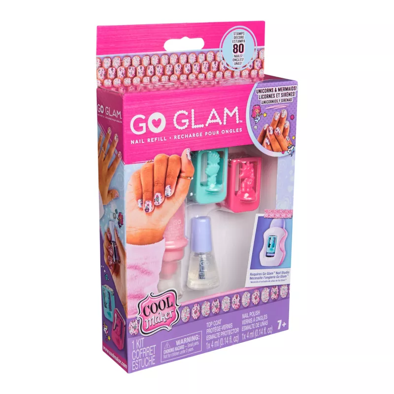 Cool Maker, GO GLAM nagų rinkinio papildymas, vienaragio ir undinėlės dizainai, stilizuokite 80 nagų (pakuotė gali skirtis), menų ir amatų žaislai vaikams nuo 7 metų