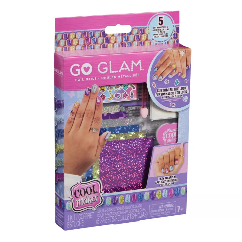 Cool Maker, Mix & Mani Foil nagų rinkinys su 6 folijomis ir lipdukais 5 „pasidaryk pats“ manikiūrams (pakuotė gali skirtis), menų ir amatų vaikiški žaislai nuo 7 metų