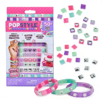 Cool Maker, „PopStyle“ praplėtimo rinkinys, apyrankių gamybos rinkinys, daugiau nei 50 brangakmenių karoliukų, pagaminsite 3 (pakuotė gali skirtis), menų ir amatų papuošalų rinkinys, vaikiški žaislai, skirti 7 metų ir vyresniems