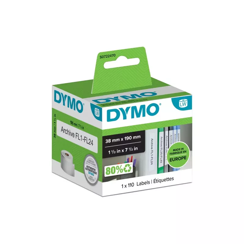 Lankstinio segtuvo etiketės DYMO S0722470 38 x 190 mm