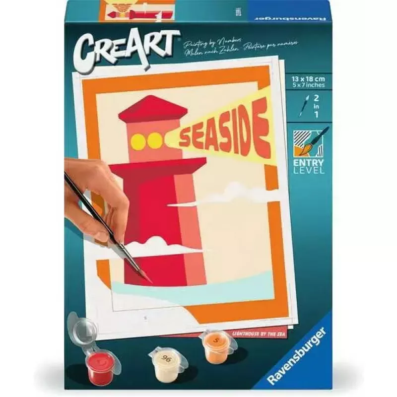 Dažymo rinkinys Ravensburger CreArt – Švyturys prie jūros, kūrybinis tapymo pagal numerius rinkinys