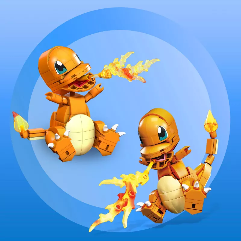 MEGA Pokémon Build & Show Charmander žaislinis konstravimo rinkinys, 4 colių aukščio,