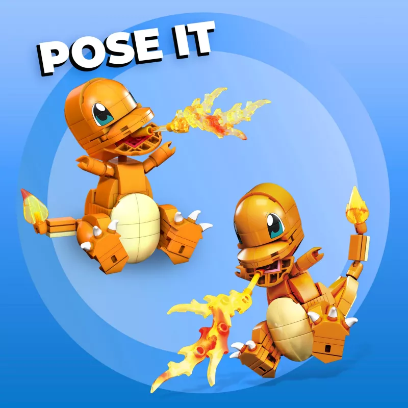 MEGA Pokémon Build & Show Charmander žaislinis konstravimo rinkinys, 4 colių aukščio,