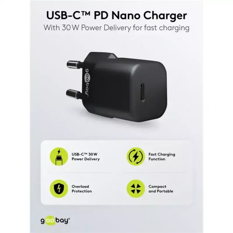 GOOBAY Charger 64574 30W USB-C PD į Apple Lightning laidas 1 m, juodas