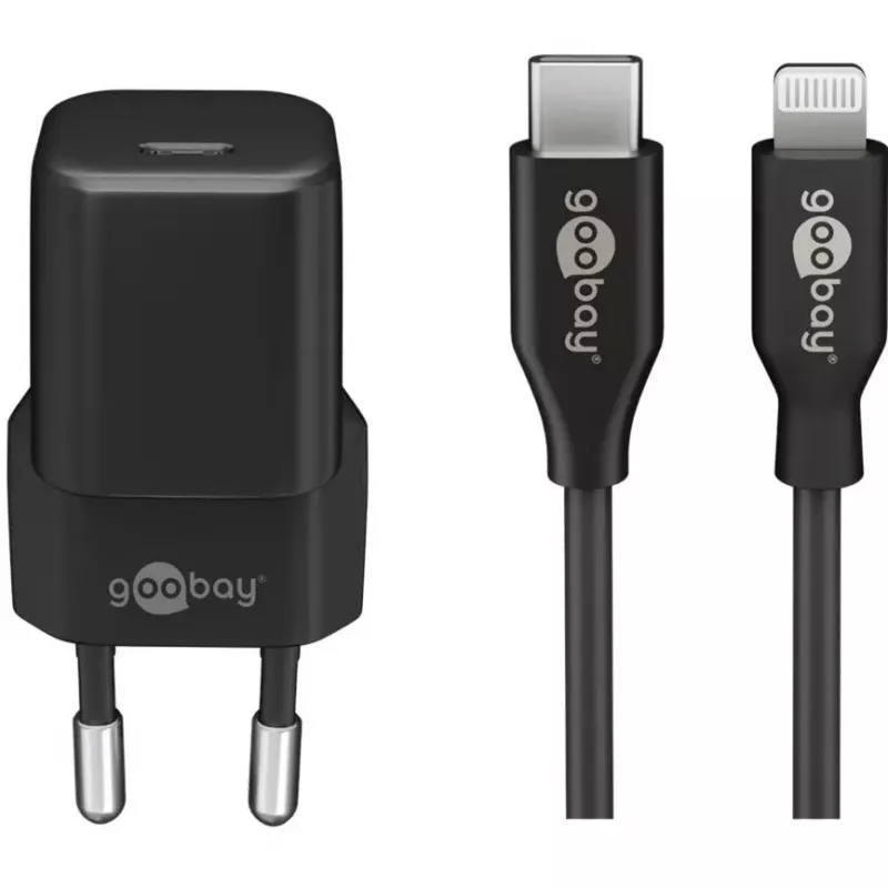 Įkroviklis GOOBAY 61083 20W PD su 1 m kabeliu — USB-C maitinimo adapteris, 20 W galia