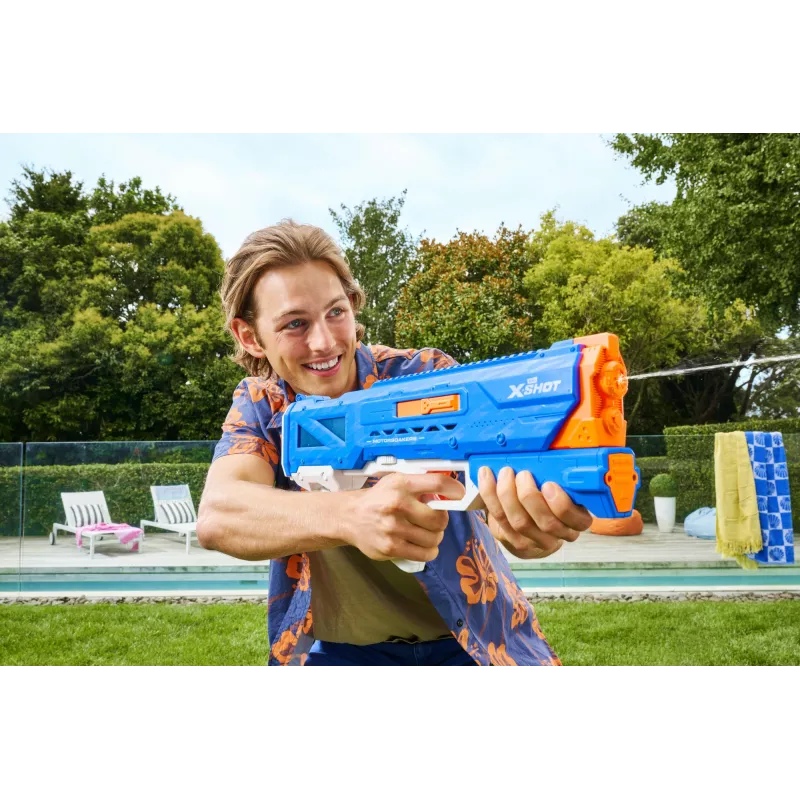 Pistoletinis vandens šautuvas Zuru XSHOT Hydra Pulse Motor Soaker — integruotas bakelis, 9 m nuotolis, plastikas, amžius 8+