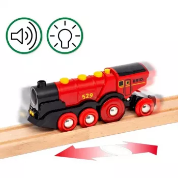 Ravensburger BRIO World Raudonasis Lola ūkio traukinio rinkinys – medinis žaislinis traukinio žaidimų rinkinys