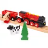 Ravensburger BRIO World Raudonasis Lola ūkio traukinio rinkinys – medinis žaislinis traukinio žaidimų rinkinys