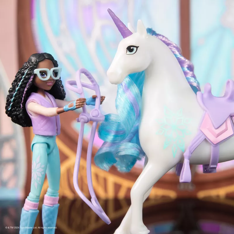 Unicorn Academy, Layla ir Glacier su 2 priedais ir plaukų formavimo įrankiu, lėlės ir vienaragio žaislai mergaitėms nuo 4 metų