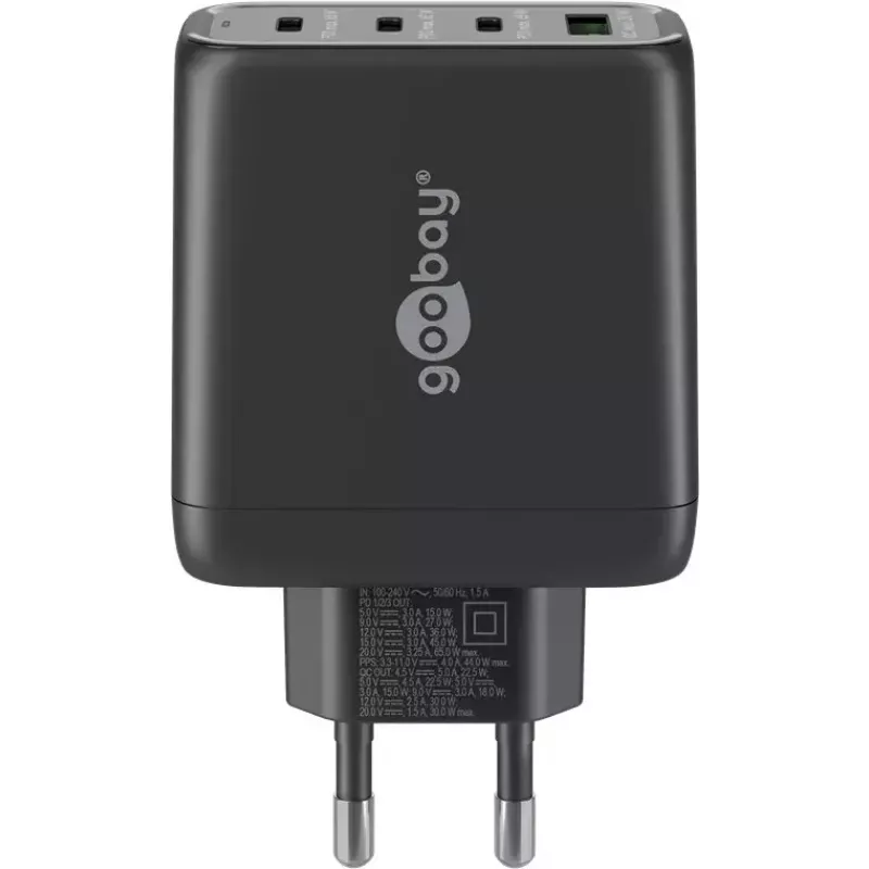 Goobay Charger 64819 AC greitas įkrovimas patalpoje juodas 3 USB Type-C