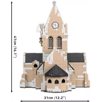 Statybiniai blokeliai Cobi Sainte-Mère-Église bažnyčia 2280 vnt. 10 metų