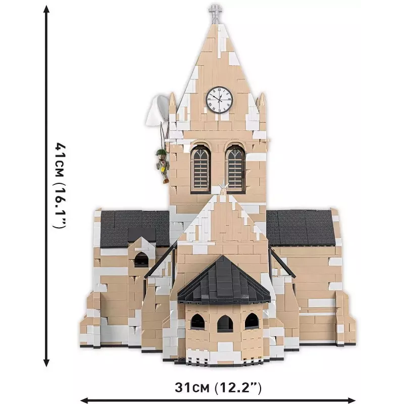 Statybiniai blokeliai Cobi Sainte-Mère-Église bažnyčia 2280 vnt. 10 metų