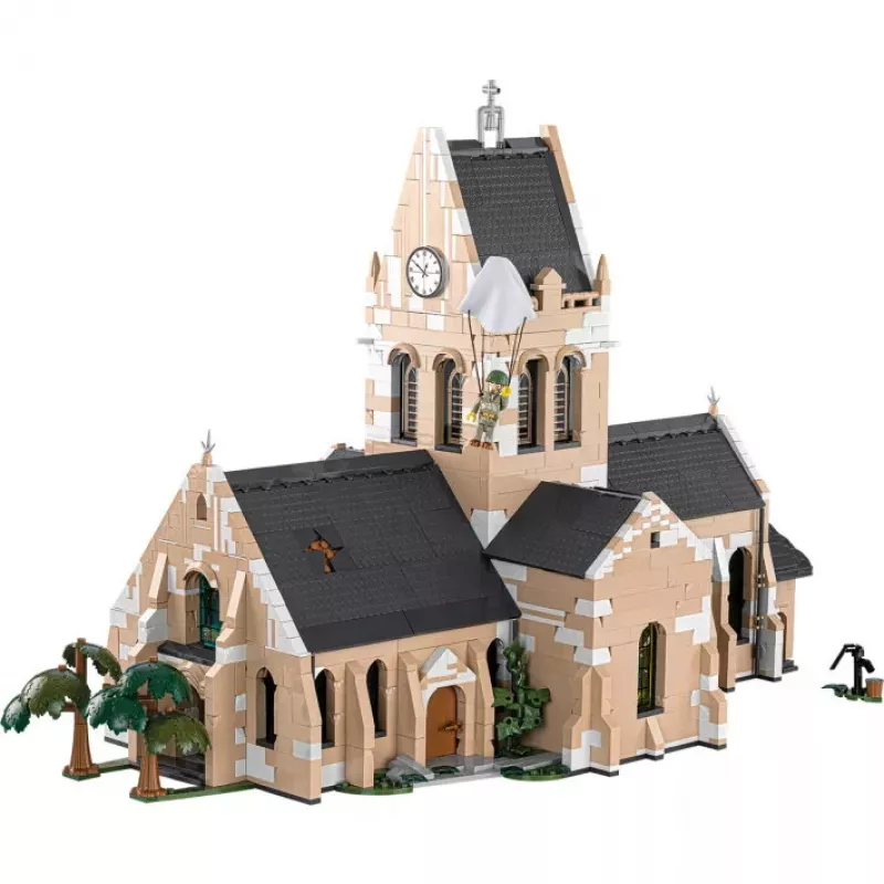 Statybiniai blokeliai Cobi Sainte-Mère-Église bažnyčia 2280 vnt. 10 metų