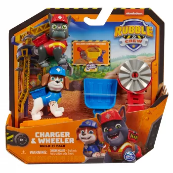 „Rubble & Crew“ veiksmo figūrėlės „Charger“ ir „Wheeler“ su kinetiniu „Build-It“ smėliu ir 2 statybos įrankiais, „PAW Patrol“ vaikiški žaislai berniukams ir mergaitėms nuo 3 metų