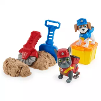 „Rubble & Crew“ veiksmo figūrėlės „Charger“ ir „Wheeler“ su kinetiniu „Build-It“ smėliu ir 2 statybos įrankiais, „PAW Patrol“ vaikiški žaislai berniukams ir mergaitėms nuo 3 metų