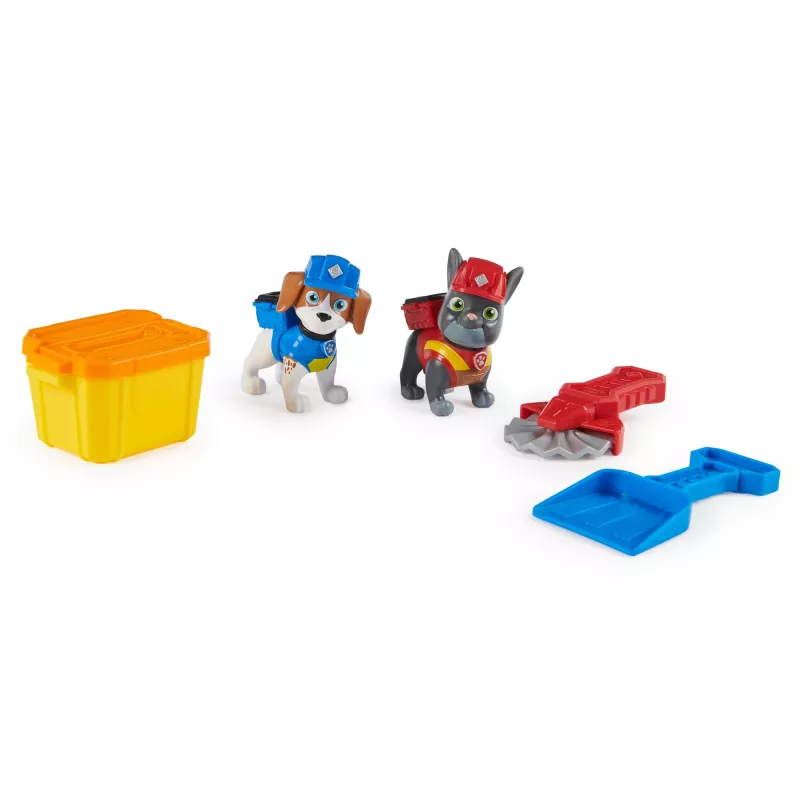 „Rubble & Crew“ veiksmo figūrėlės „Charger“ ir „Wheeler“ su kinetiniu „Build-It“ smėliu ir 2 statybos įrankiais, „PAW Patrol“ vaikiški žaislai berniukams ir mergaitėms nuo 3 metų