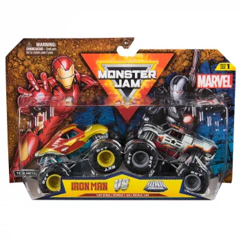 Monster Jam, Marvel oficialus Iron Man Vs. War Machine metaliniai monstrų sunkvežimiai, 1:64 mastelio, vaikiški žaislai berniukams ir mergaitėms nuo 3 metų