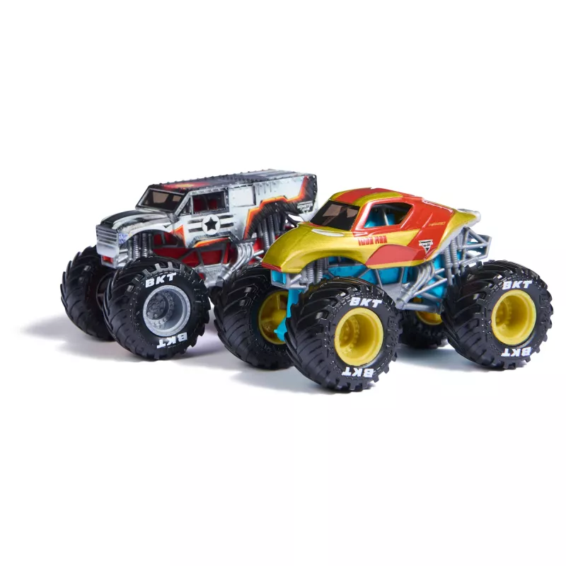 Monster Jam, Marvel oficialus Iron Man Vs. War Machine metaliniai monstrų sunkvežimiai, 1:64 mastelio, vaikiški žaislai berniukams ir mergaitėms nuo 3 metų