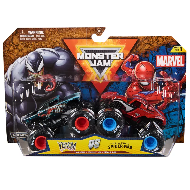 Monster Jam, Marvel oficialus Iron Man Vs. War Machine metaliniai monstrų sunkvežimiai, 1:64 mastelio, vaikiški žaislai berniukams ir mergaitėms nuo 3 metų