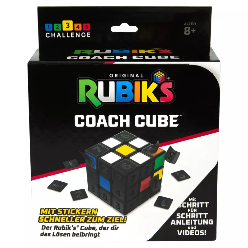 Rubik’s Coach Cube, Išmokite išspręsti 3x3 kubą su lipdukais, vadovu ir vaizdo įrašais | Streso malšinimo fidget žaislas | Suaugusiųjų fidget kubas | Nuo 8 metų