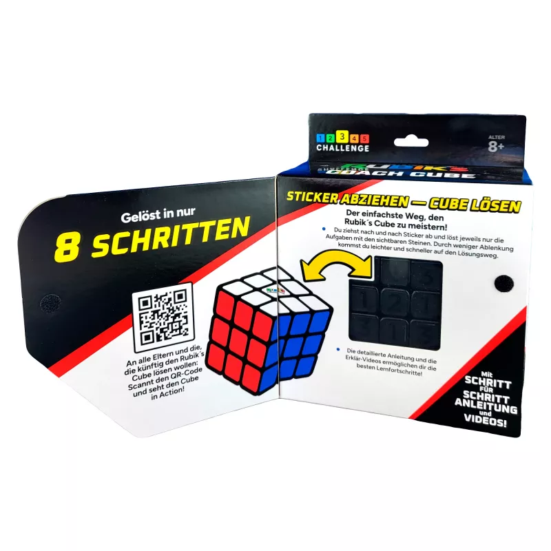 Rubik’s Coach Cube, Išmokite išspręsti 3x3 kubą su lipdukais, vadovu ir vaizdo įrašais | Streso malšinimo fidget žaislas | Suaugusiųjų fidget kubas | Nuo 8 metų