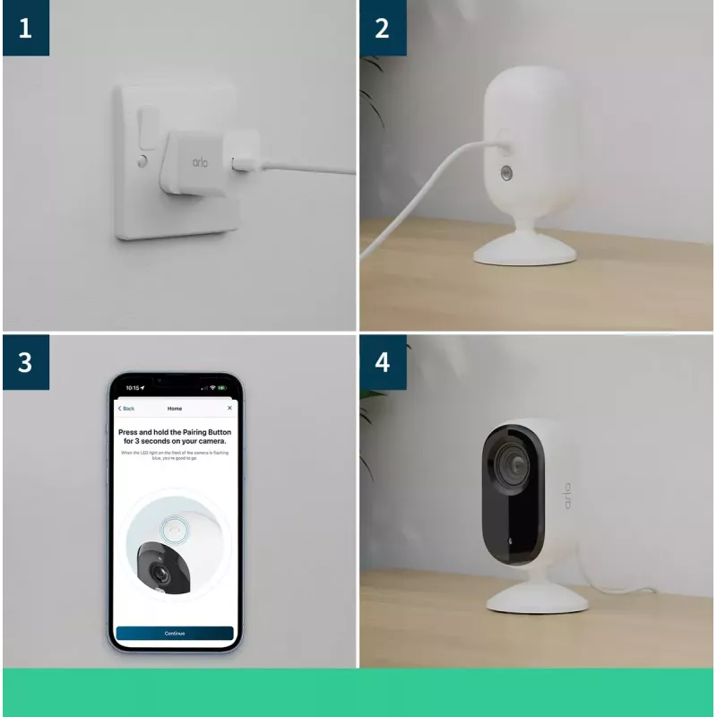 Arlo Essential 2K vidaus apsaugos kamera, 2 vnt. rinkinys, belaidė, vidaus