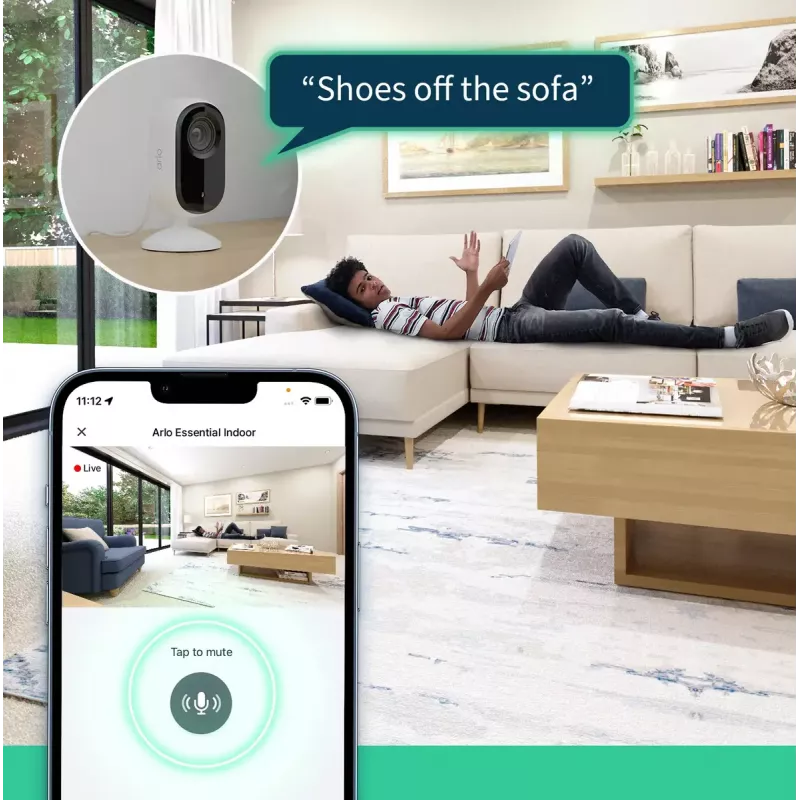 Arlo Essential 2K vidaus apsaugos kamera, 2 vnt. rinkinys, belaidė, vidaus