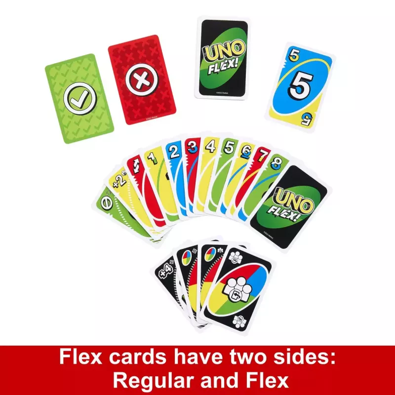 Kortų žaidimas MATTEL Games UNO Flex — numerių metimo kortų žaidimas, amžius 7+