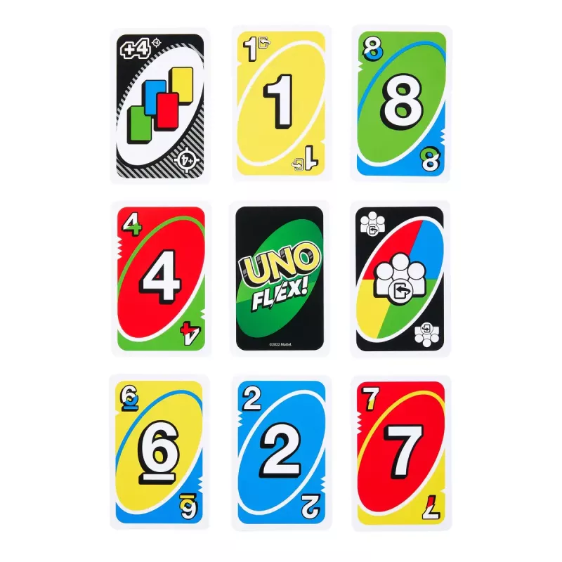 Kortų žaidimas MATTEL Games UNO Flex — numerių metimo kortų žaidimas, amžius 7+