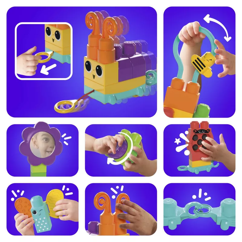 Statybinis rinkinys MEGA BLOKS Move 'n Groove Caterpillar, MATTEL — 30 vienetų, plastikas, įvairiaspalvis, amžius 1+