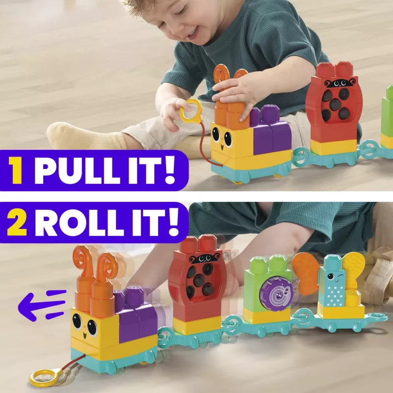 Statybinis rinkinys MEGA BLOKS Move 'n Groove Caterpillar, MATTEL — 30 vienetų, plastikas, įvairiaspalvis, amžius 1+