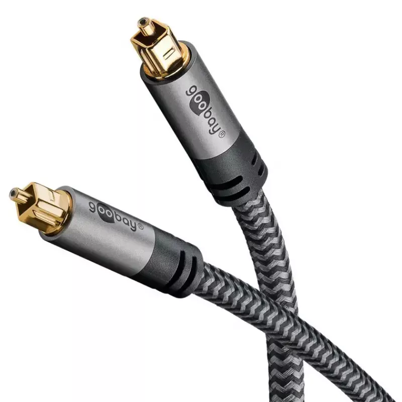 Skaitmeninis optinis garso kabelis WENTRONIC Goobay 65305 TOSLINK į TOSLINK 2 m, varis, auksuoti kontaktai, juoda/sidabrinė