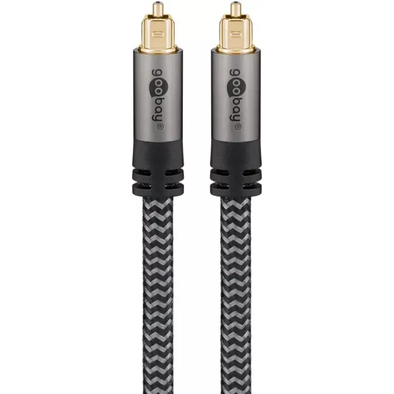 Skaitmeninis optinis garso kabelis WENTRONIC Goobay 65305 TOSLINK į TOSLINK 2 m, varis, auksuoti kontaktai, juoda/sidabrinė