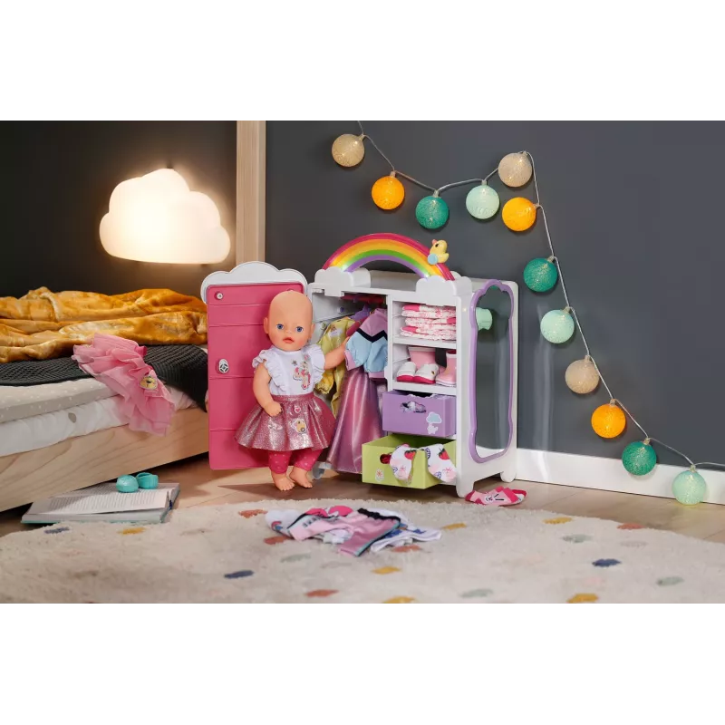 Lėlių spinta zapf creation BABY born Rainbow Wardrobe — lėlėms, šviesos efektai, reikia 3×AAA baterijų, rekomenduojamas amžius 3+