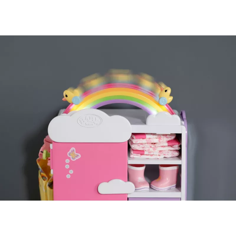 Lėlių spinta zapf creation BABY born Rainbow Wardrobe — lėlėms, šviesos efektai, reikia 3×AAA baterijų, rekomenduojamas amžius 3+