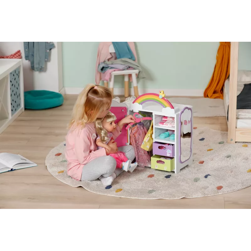 Lėlių spinta zapf creation BABY born Rainbow Wardrobe — lėlėms, šviesos efektai, reikia 3×AAA baterijų, rekomenduojamas amžius 3+