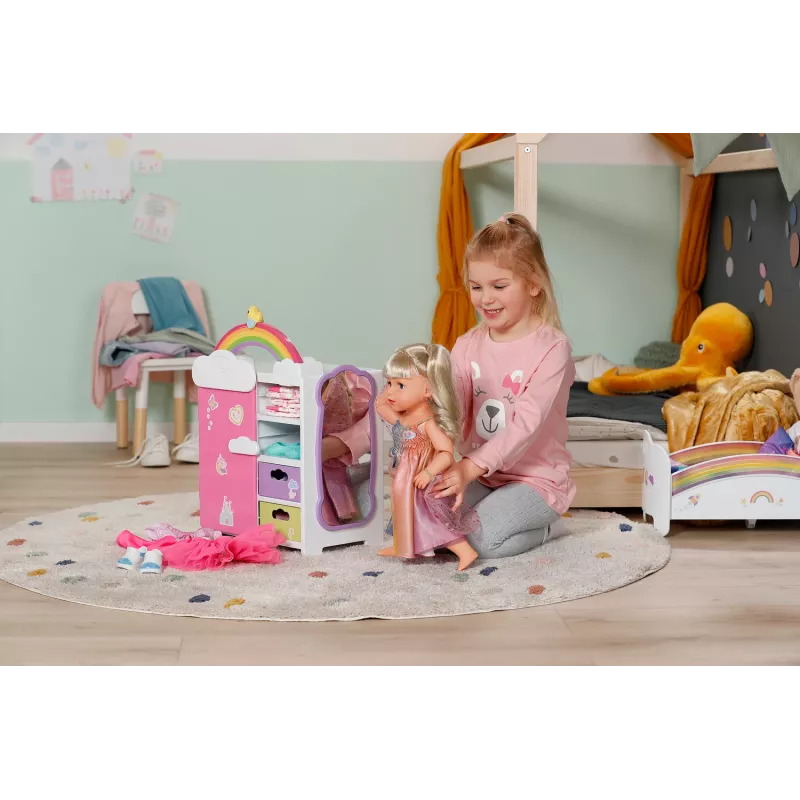 Lėlių spinta zapf creation BABY born Rainbow Wardrobe — lėlėms, šviesos efektai, reikia 3×AAA baterijų, rekomenduojamas amžius 3+