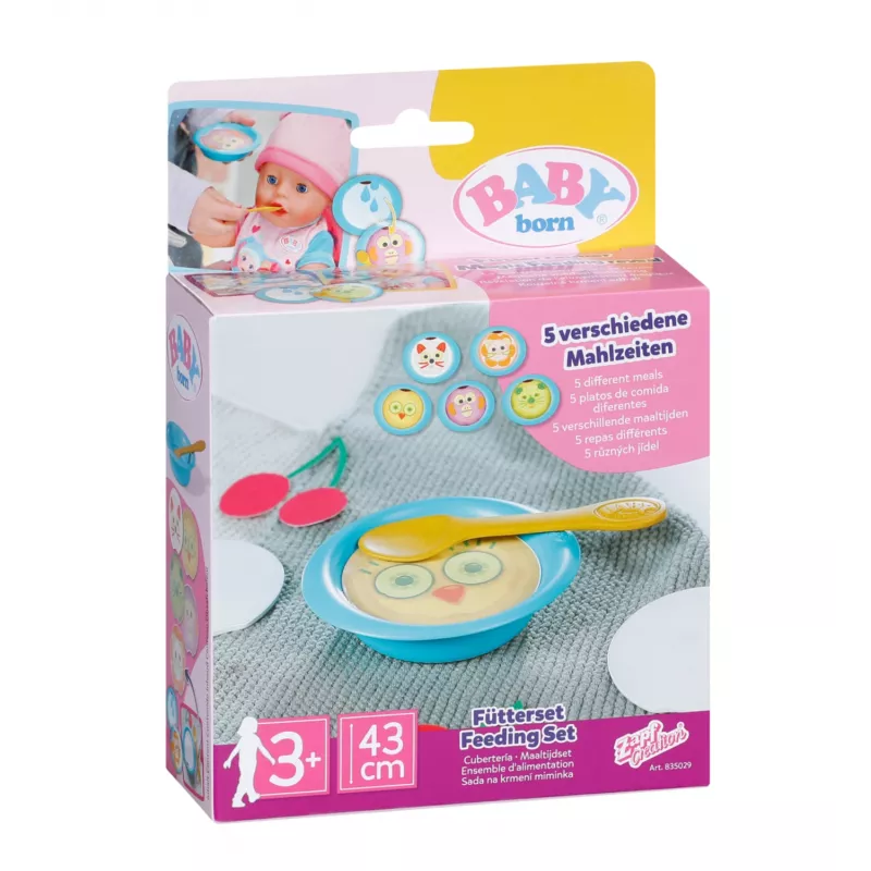 Lėlės maitinimo rinkinys BABY born Feeding Set nuo 3 metų — aksesuarai apsimetinėjant maitinti
