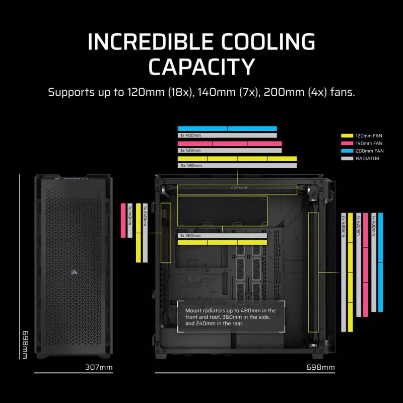 CORSAIR PC korpusas - 9000D RGB Airflow Super Full-Tower