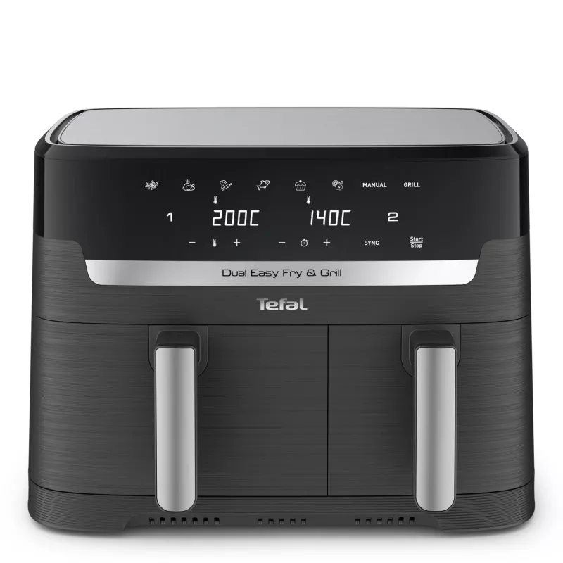 Tefal Dual Easy Fry & Grill EY905B Double 8,3 L atskirai stovintis 2700 W karšto oro gruzdintuvė pilka